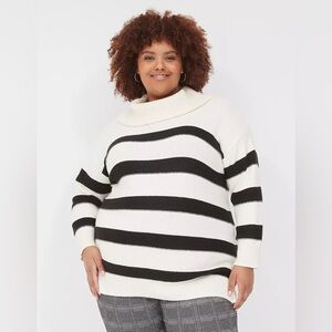 Lane Bryant Black and White Striped Sweater